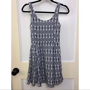 Blue and White Print Skater Dress